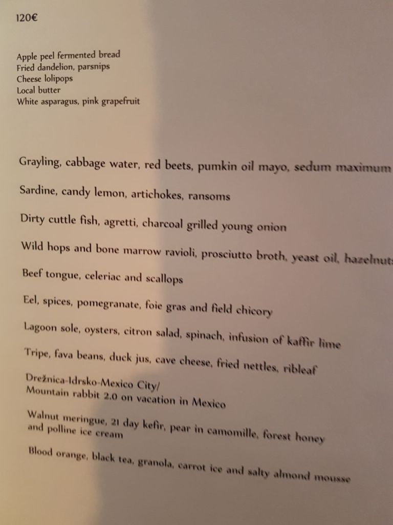 Hisa Franko Menu